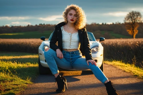 girl in overalls,jeans background,retro woman,bluejeans,rollerblade,jean jacket,high jeans,denims,countrywoman,jodhpurs,retro girl,girl with a wheel,white boots,rollerblades,sitting on a chair,countrygirl,chair in field,dungarees,the blonde photographer,retro women,Art,Artistic Painting,Artistic Painting 26