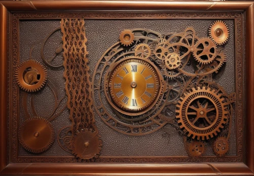 steampunk gears,wall clock,tock,clockmaker,longcase,clockworks,tansu,steampunk,horology,clockmakers,art nouveau frame,watchmaker,cuckoo clock,cog,decorative frame,old clock,antiquorum,pocketwatch,hanging clock,horologium,Illustration,Realistic Fantasy,Realistic Fantasy 13