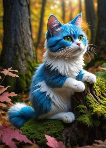 blue eyes cat,cat with blue eyes,cat on a blue background,jayfeather,filbert,fantasy animal,korin,kittani,cute cat,alberty,himalayan persian,perched on a log,bluesier,cartoon cat,cathala,forest animal,minurcat,breed cat,moggie,miqati,Conceptual Art,Daily,Daily 16