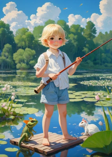 fishing,ponyo,fishing classes,fionna,go fishing,fishing rod,flyfishing,gunatillake,fisherman,chihiro,children's background,ghibli,pescador,kalinka,world digital painting,katyusha,pomponia,idyllic,pond,people fishing,Art,Classical Oil Painting,Classical Oil Painting 27