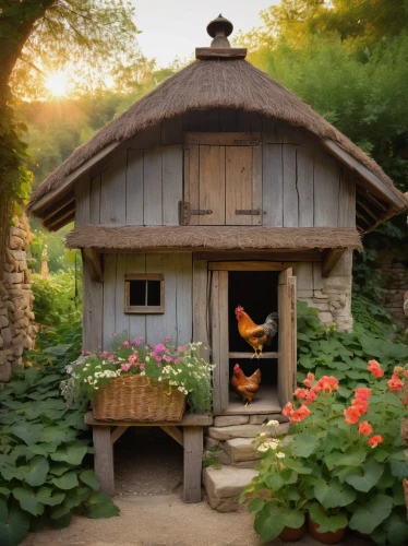 country cottage,a chicken coop,summer cottage,chicken coop,cottage garden,miniature house,garden shed,springhouse,piglet barn,farm hut,thatched cottage,little house,wood doghouse,fairy house,cottage,fairy door,homesteading,small cabin,watermill,wooden hut,Art,Artistic Painting,Artistic Painting 32