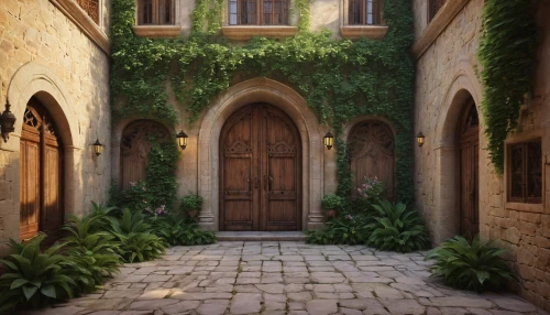 doorways,medieval street,courtyards,garden door,the threshold of the house,theed,pienza,courtyard,archways,narrow street,tuscan,volterra,cortile,kotor,doorway,wooden door,entryway,old door,greek island door,the door,Illustration,Realistic Fantasy,Realistic Fantasy 45