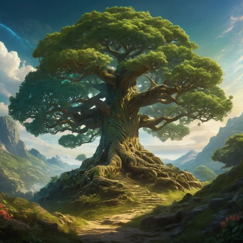 yggdrasil,celtic tree,tree of life,flourishing tree,oak tree,magic tree,oak,dragon tree,a tree,forest tree,aaaa,rosewood tree,tree,temur,arboreal,druidism,cartoon video game background,treesong,old tree,nature background,Conceptual Art,Fantasy,Fantasy 05