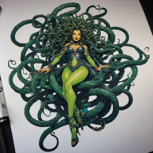 medusa,medusa gorgon,witchblade,hela,enchantress,eudendrium,mera,gamora,madelyne,siryn,chryste,shego,gorgon,eldena,viv,lilandra,kerrii,the enchantress,green mermaid scale,matangi,Conceptual Art,Fantasy,Fantasy 08