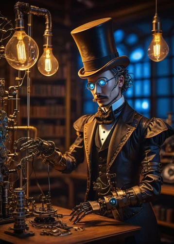 watchmaker,librarian,clockmaker,apothecary,steampunk,toymaker,automata,radiotelegraph,researcher,miniaturist,toy photos,automaton,magistrate,chemist,bibliographer,gaslight,spinmeister,master lamp,the magician,brunel,Art,Artistic Painting,Artistic Painting 38