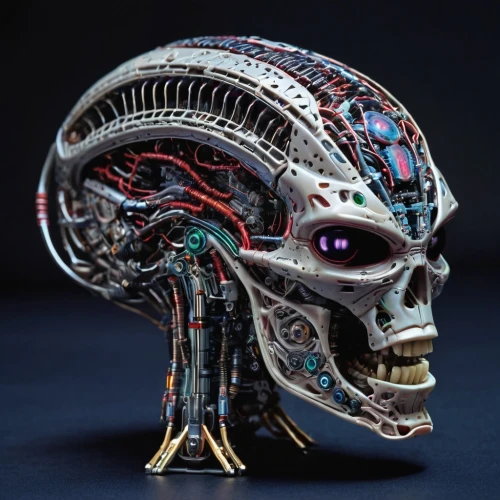 skull sculpture,biomechanical,scrap sculpture,giger,tezcatlipoca,cybernetically,alien warrior,braincase,medusahead,cybernetic,quintessons,infraorbital,mechanoid,seti,cyberdog,sci fi,png sculpture,cybernetics,transhuman,afrofuturism,Conceptual Art,Sci-Fi,Sci-Fi 13