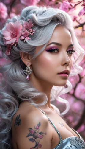lilac blossom,elven flower,lilac flower,faery,faerie,fantasy portrait,fantasy art,almond blossoms,flower background,spring blossom,spring background,derivable,lilac flowers,floral background,japanese sakura background,springtime background,fantasy picture,beautiful girl with flowers,magnolia blossom,japanese floral background,Photography,General,Realistic