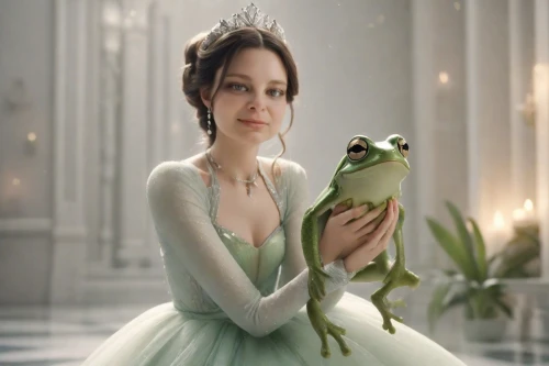 frog prince,woman frog,princess sofia,grenouille,green frog,white rose snow queen,frog king,cendrillon,coqui,fairy queen,princesse,kawaii frog,pascal,the snow queen,tinkerbell,tink,frog background,thumbelina,arrietty,a princess,Photography,Cinematic