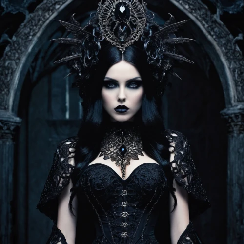 gothic woman,gothic portrait,gothic style,gothic dress,dark gothic mood,gothic,lacrimosa,abaddon,victoriana,dark angel,malefic,sirenia,gothicus,black queen,goth woman,demoness,countess,hecate,corsetry,vampire lady,Illustration,Realistic Fantasy,Realistic Fantasy 46