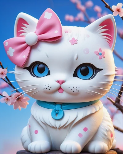 blossom kitten,cute cat,doll cat,flower cat,cat kawaii,pink cat,cute cartoon character,kittu,blue eyes cat,miao,snowbell,calico cat,white cat,cartoon cat,hello kitty,cute cartoon image,cat with blue eyes,flower animal,kittie,cute animal,Conceptual Art,Fantasy,Fantasy 15