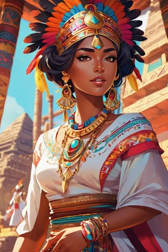 nefertari,hatshepsut,neferhotep,nubia,ancient egyptian girl,kemet,neferneferuaten,nefertiti,cleopatra,mexica,hathor,aztec,wadjet,pharaonic,persia,nubian,esmeralda,neith,karnak,egyptian,Illustration,Japanese style,Japanese Style 03