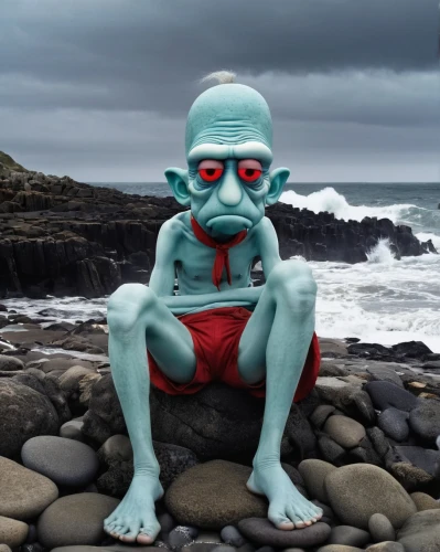 sea god,gollum,litunga,progeria,squidward,mekon,innsmouth,bjorgolfur,kammerman,butoh,smurray,meditator,merman,dobbie,smurthwaite,orkneyinga,god of the sea,smurf,bapu,claymation,Illustration,Abstract Fantasy,Abstract Fantasy 11