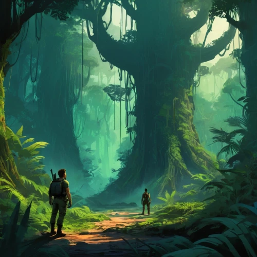 explorers,the forest,forest workers,dagobah,exploration,world digital painting,forest path,the forests,digital painting,forest walk,endor,forest,adventurers,forestalls,forest background,forests,discovering,environments,guardians,game illustration,Conceptual Art,Fantasy,Fantasy 02