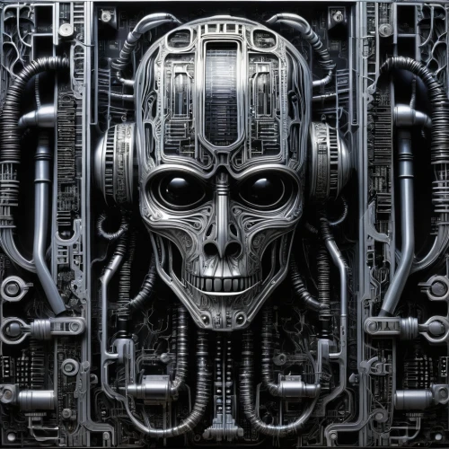 endoskeleton,biomechanical,cybernetic,giger,cybernetically,cybernetics,cyberdog,cyberdyne,crankcase,mechanoid,cyberman,cybertrader,cybernauts,mechanize,terminator,panhead,cybersmith,skeletonized,engine block,radiological,Conceptual Art,Sci-Fi,Sci-Fi 02