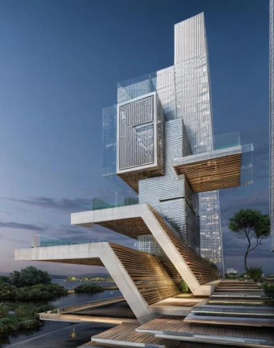 futuristic architecture,kimmelman,modern architecture,sky apartment,futuristic art museum,songdo,morphosis,residential tower,escala,cantilevered,sky space concept,cubic house,bjarke,zhangzhou,cube stilt houses,zhengzhou,penthouses,damac,azrieli,cantilevers,Architecture,Skyscrapers,Modern,Waterfront Modern 1