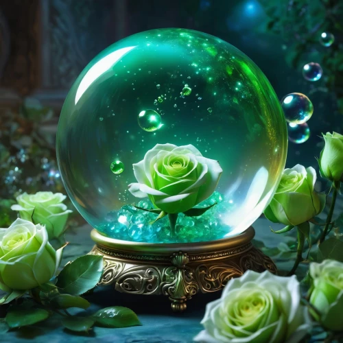 crystal ball-photography,crystal ball,crystalball,green bubbles,glass sphere,glass ball,arkenstone,glass orb,aaaa,nephrite,green wallpaper,snowglobes,marimo,snow globes,emerald,crystal egg,lensball,dewdrop,orb,aaa,Illustration,Realistic Fantasy,Realistic Fantasy 01