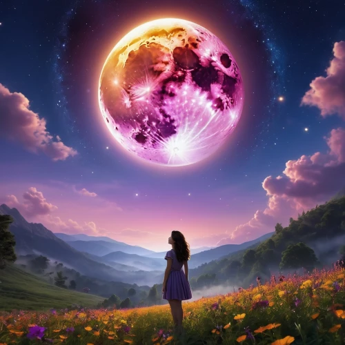 moon and star background,purple moon,fantasy picture,dream world,planetaria,purple landscape,dreamscape,world digital painting,sky rose,mother earth,earthlike,violinist violinist of the moon,nature background,universe,dreamscapes,fairy galaxy,astronomical,celestial body,astronomy,the earth,Photography,General,Realistic