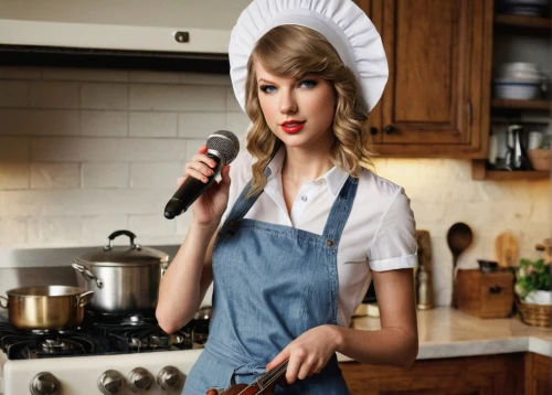 kitchen towel,girl in the kitchen,swifty,cooking book cover,housewife,baking cookies,cooking,mastercook,taytay,kitchen appliance,homemaker,workingcook,cooktop,stovetop,overcook,cooks,taylor,making food,star kitchen,cocina,Illustration,Realistic Fantasy,Realistic Fantasy 29