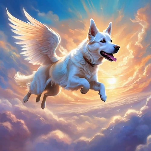dog angel,flying dog,flying dogs,samoyedic,telegram icon,flying girl,pegasi,griffon,soaring,atka,krypto,griffes,griffin,twitch icon,sky,skyclan,skybolt,angel wing,shoob,gryphon,Illustration,Realistic Fantasy,Realistic Fantasy 01