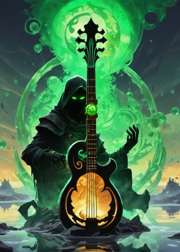 concert guitar,tuatha,greenslade,guitar,mandolin,electric guitar,guitarra,green aurora,art bard,mandola,the guitar,greenmarine,mandolin mediator,druidic,alembic,painted guitar,spotify icon,guitar solo,emerald sea,bard,Photography,Artistic Photography,Artistic Photography 07