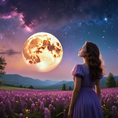 purple moon,moon and star background,fantasy picture,la violetta,the moon and the stars,blue moon rose,celestial,violinist violinist of the moon,dreamscape,moon and star,celestial body,stars and moon,celestial phenomenon,dreamscapes,fairy galaxy,sky rose,dreamtime,moonbeams,poornima,astronomy,Photography,General,Realistic