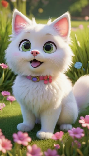 snowbell,blossom kitten,korin,flower cat,cute cat,cute cartoon character,cartoon cat,pink cat,white cat,puxi,suri,jiwan,pomeranian,miao,flurry,agnes,doll cat,kittu,kittani,fluffernutter,Illustration,Children,Children 01