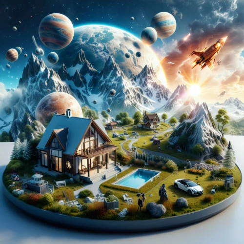 terraformed,terraforming,planetarium,planetology,ecotopia,terraformer,sci fiction illustration,habitability,terraform,homeworlds,flammarion,iplanet,copernican world system,3d fantasy,universum,habitable,homeworld,space port,futuristic landscape,alien planet,Photography,General,Realistic