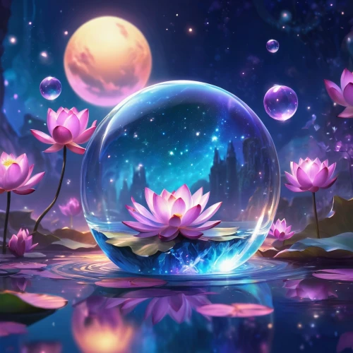 water lotus,flower of water-lily,lotus blossom,pond flower,water lilies,flower ball,cosmic flower,fairy world,waterlilies,waterlily,flower water,fairy galaxy,water lily,lotuses,blooming lotus,fantasy picture,water flower,lotus flowers,lotus on pond,lotus hearts,Illustration,Realistic Fantasy,Realistic Fantasy 01
