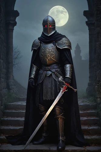 knight armor,corvo,executioner,warden,knight,iron mask hero,dominador,imperatore,knightly,darklord,vigilante,nightwatchman,knighten,templar,hospitaller,assassin,ravenloft,shadowgate,swordsman,longsword,Illustration,Abstract Fantasy,Abstract Fantasy 15