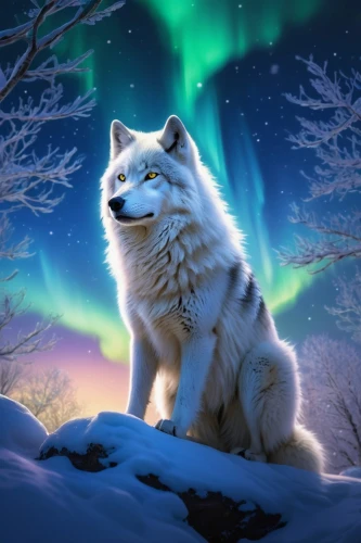 atka,white fox,white wolves,howling wolf,polar aurora,constellation wolf,arctic fox,samoyedic,aleu,wolfsangel,wolpaw,european wolf,aurora polar,polar lights,loup,samoyed,wolens,huskie,canidae,wolfgramm,Art,Classical Oil Painting,Classical Oil Painting 29