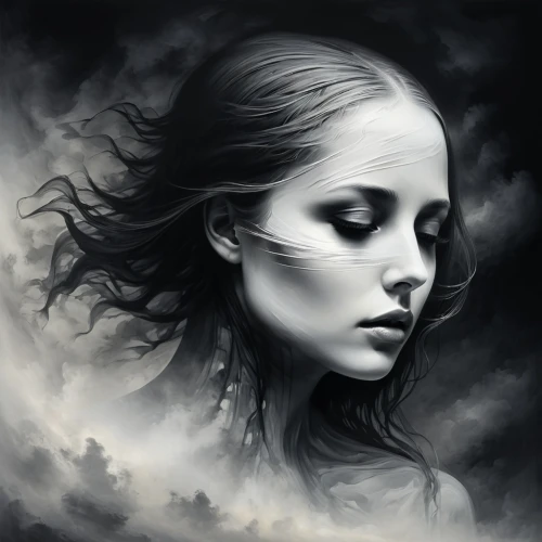 mystical portrait of a girl,behenna,dark art,dark angel,mournful,deviantart,gothic woman,selene,isoline,gothic portrait,siggeir,frison,persephone,unseelie,moonsorrow,wuthering,melancholia,hekate,nocte,mouring,Illustration,Realistic Fantasy,Realistic Fantasy 17