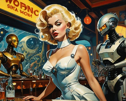 emshwiller,barmaid,atomic age,bartender,retro diner,mcquarrie,fembots,radebaugh,cylons,brubaker,soda fountain,barbarella,whitmore,rocketeer,fembot,science fiction,moonbase,cigarette girl,sci fi,automatons,Conceptual Art,Daily,Daily 08