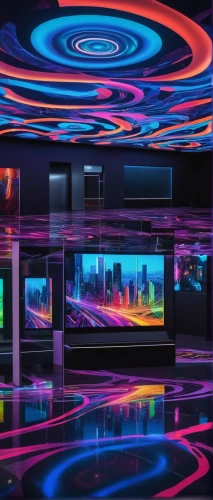 futuristic art museum,ufo interior,colored lights,3d background,plasma tv,computer art,oleds,computer store,computer room,vivid sydney,colorful light,light paint,supercomputer,hdtvs,colorful background,monitor wall,a museum exhibit,neon coffee,supercomputers,cyberscene,Photography,Documentary Photography,Documentary Photography 13