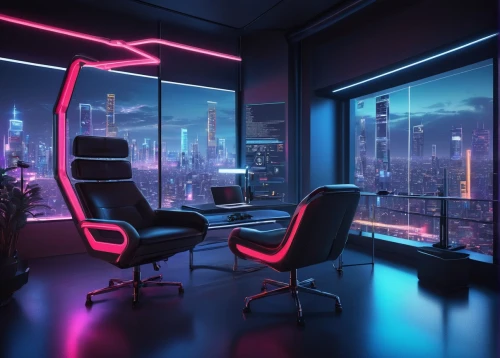 neon light,blur office background,neon human resources,neon lights,neon,neon coffee,pink chair,modern office,office chair,cyberpunk,neons,neon arrows,cyberscene,computer room,study room,creative office,desk,neon colors,office desk,ufo interior,Illustration,Paper based,Paper Based 27