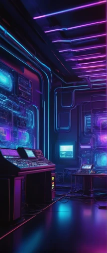 ufo interior,spaceship interior,spaceland,computer room,cyberscene,synth,cyberia,nightclub,80's design,cybertown,mainframes,neon coffee,cyberspace,scifi,3d background,3d render,cyberpunk,tron,cinema 4d,cybercity,Illustration,Realistic Fantasy,Realistic Fantasy 29