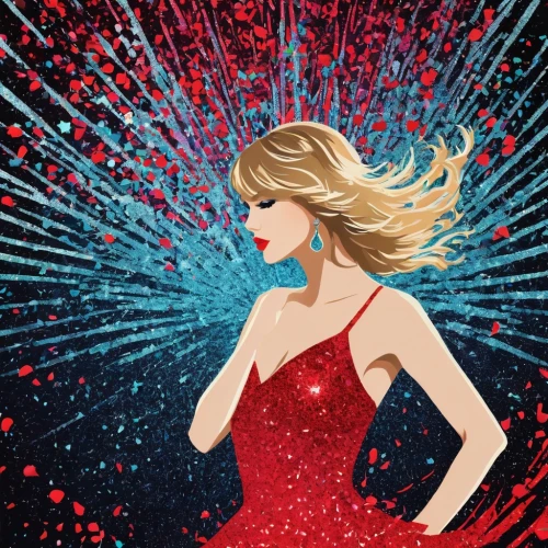 red confetti,red gown,red blue wallpaper,vector illustration,man in red dress,vector art,confetti,red background,pop art style,red,on a red background,popart,fashion vector,red dress,swiftlet,modern pop art,swifty,cool pop art,sparkler,lady in red,Art,Artistic Painting,Artistic Painting 42