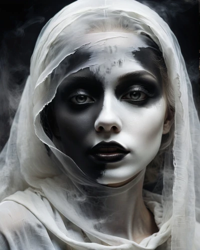 ghostley,dead bride,gothic portrait,veils,gothika,crone,veiled,hekate,havisham,gothic woman,llorona,priestess,vampire woman,vinoodh,diamanda,pernicious,bhoot,isoline,martyrium,dark gothic mood,Illustration,Realistic Fantasy,Realistic Fantasy 17
