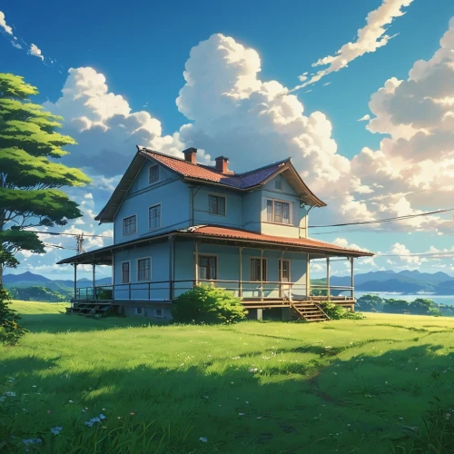 lonely house,home landscape,dreamhouse,little house,clannad,summer cottage,beautiful home,ghibli,small house,studio ghibli,roof landscape,landscape background,house silhouette,windows wallpaper,homesteader,wooden house,grass roof,electrohome,country house,arrietty,Photography,General,Realistic