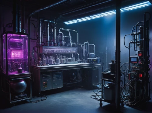 chemical laboratory,laboratory,engine room,the boiler room,orac,laboratories,cryobank,mainframes,lab,bioreactor,airlock,radiopharmaceutical,laboratory information,reactor,distillation,the server room,substation,microenvironment,datacenter,chemical plant,Illustration,Realistic Fantasy,Realistic Fantasy 03