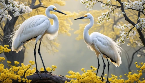 egrets,herons,spoonbills,white heron,great egret,white egret,egret,eastern great egret,great white egret,tropical birds,white storks,bird couple,birds on a branch,swan pair,colorful birds,birds on branch,wild birds,bird island,migratory birds,birds gold,Photography,General,Realistic