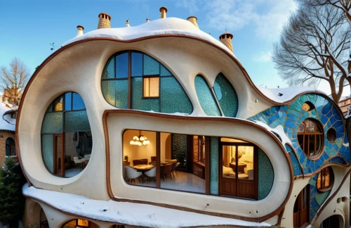 earthship,snowhotel,igloos,gaudi,roof domes,fairy tale castle,superadobe,crooked house,whoville,cubic house,tree house hotel,hundertwasser,insect house,igloo,karchner,dreamhouse,whipped cream castle,snow house,fairytale castle,cube house,Photography,General,Realistic