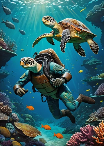 turtles,aquarium inhabitants,aquaculturists,snorkelers,underwater background,trachemys,underwater world,sea turtle,tortugas,aquos,terrapins,scuba,turtle pattern,tortuga,sea life underwater,green turtle,snorkeling,turtletaub,seaquarium,stacked turtles,Illustration,Japanese style,Japanese Style 15