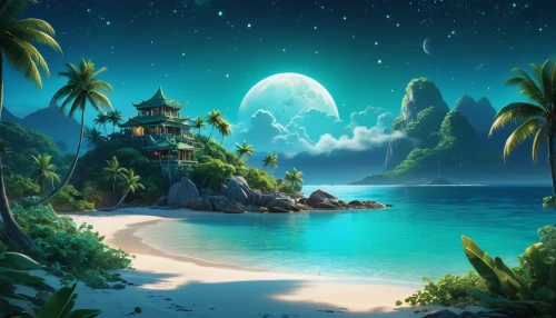ocean background,ocean paradise,cartoon video game background,dream beach,tropical sea,summer background,tropical beach,moon and star background,landscape background,beach landscape,an island far away landscape,tropical island,beach scenery,beautiful beach,dolphin background,paradise beach,beach background,full hd wallpaper,delight island,nature background,Photography,General,Realistic
