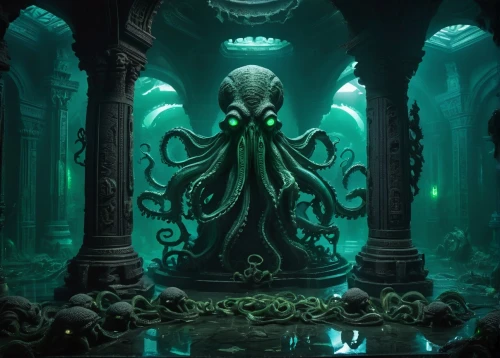 cthulhu,kraken,octopus,lovecraftian,octopi,illithid,lovecraft,hydra,azathoth,under sea,vecna,eldritch,octo,prospal,tentacles,tentacular,god of the sea,tentacled,cuthulu,octopus tentacles,Conceptual Art,Sci-Fi,Sci-Fi 03