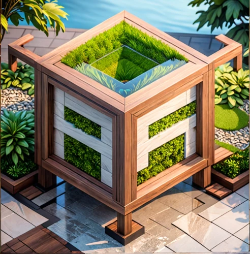 botanical square frame,grass roof,greenhouse cover,isometric,block of grass,cube background,greenhouse,wooden mockup,terrarium,bamboo frame,cubic house,flower box,square background,cube house,wooden cubes,vegetable crate,dog house frame,framing square,house roof,roof landscape,Anime,Anime,General