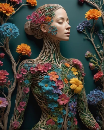bodypainting,girl in flowers,body painting,bodypaint,flower art,body art,flora,girl in a wreath,fractals art,dryad,beautiful girl with flowers,flowerheads,paper art,girl in the garden,artist's mannequin,biophilia,flower painting,chevrier,woman sculpture,flowerhead,Unique,Paper Cuts,Paper Cuts 01