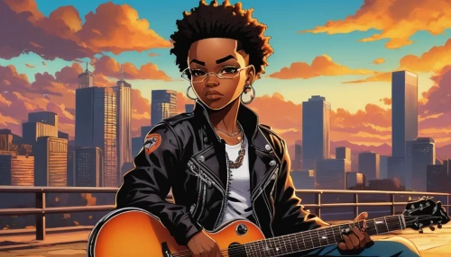 guitar player,boondocks,afrotropic,djavan,pixton,guitarist,afroyim,afrocentrism,omari,guiterrez,afroamerican,musician,teferi,guitar,afropop,masekela,afro american,afrodisiac,afrofuturism,street musician,Illustration,American Style,American Style 06