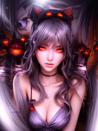 faunus,yuel,momiji,halloween background,chocola,kurohime,morgana,kitami,demoness,red eyes,asahina,kaneshiro,peko,tifa,fire red eyes,infernal,yagyu,junko,lilith,kazumi