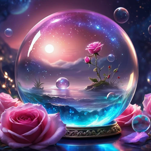 crystal ball-photography,crystal ball,fantasy picture,crystalball,waterglobe,glass sphere,water rose,3d fantasy,full hd wallpaper,glass ball,flower ball,landscape rose,romantic rose,fantasy landscape,fantasy art,lensball,fairy galaxy,flower background,mermaid background,dreamscapes,Illustration,Realistic Fantasy,Realistic Fantasy 01