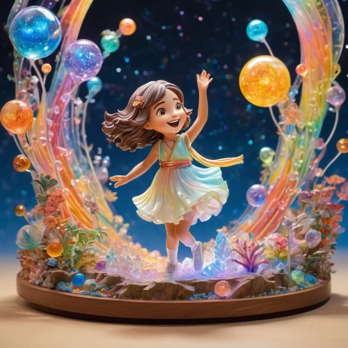 fairy galaxy,3d fantasy,lensball,little girl fairy,starcatchers,fairy world,3d figure,imaginationland,snowglobes,cosmogirl,imaginarium,fairies aloft,thumbelina,wonderama,little world,fairy,rosa ' the fairy,rosa 'the fairy,little girl twirling,soap bubble,Illustration,Japanese style,Japanese Style 19